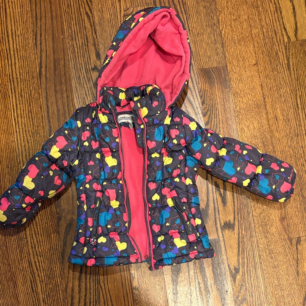 London Fog Kids Puffer Jacket - Multicolor Hearts